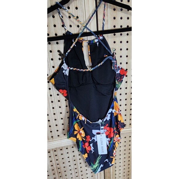 Luna Wave Women's One Piece Swimsuit Halter Neck Hollow Front Ruched Beach Wear - Picture 6 of 10